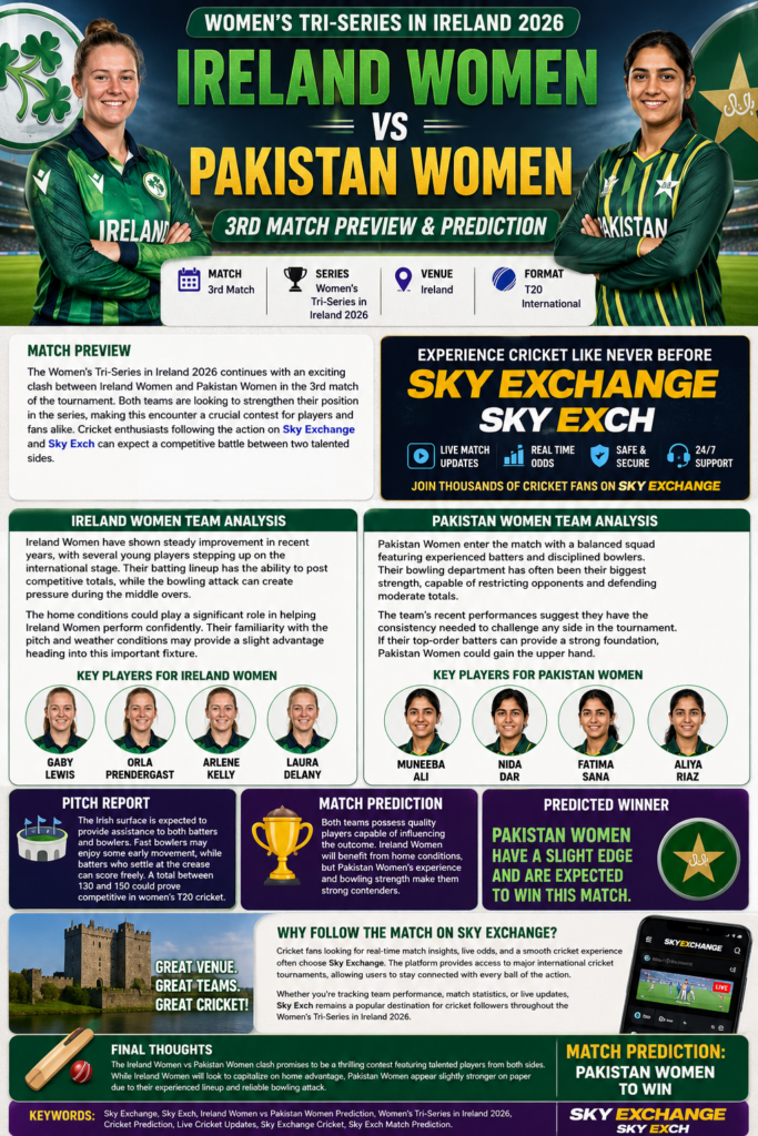 Ireland Women vs Pakistan Women 3rd Match Prediction 2026 Women's Tri-Series in Ireland on Sky Exchange