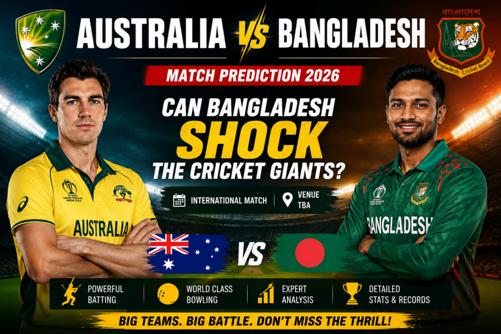 Australia vs Bangladesh Match Prediction 2026 with expert analysis, winning chances, and cricket insights on Sky Exchange and SkyExch.