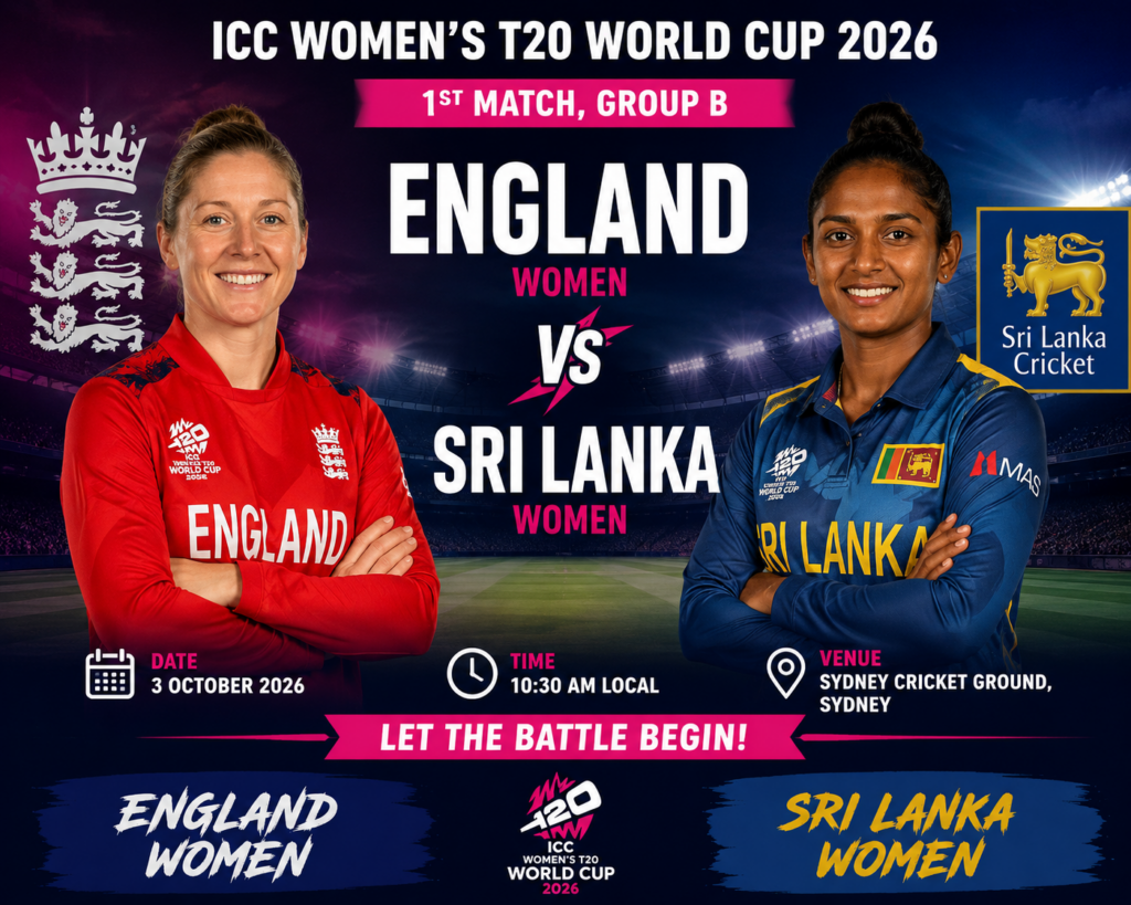 England Women vs Sri Lanka Women, 1st Match, Group B, ICC Women's T20 World Cup 2026